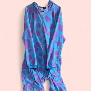 Blue and purple monster Trickz n Treatz one piece pajama set NEW SIze XL/XXL